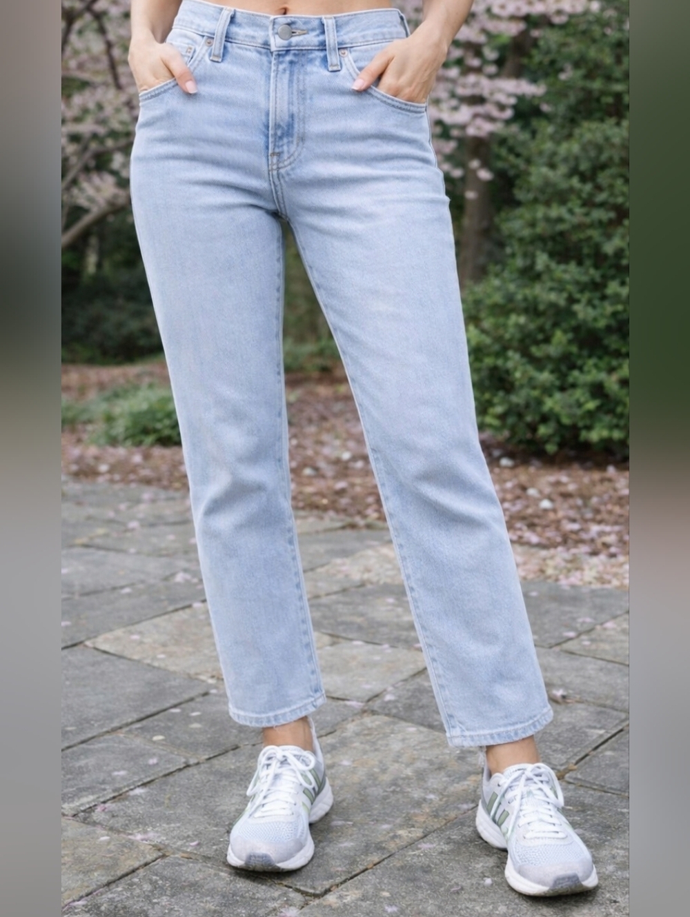 Poppy & Grace Wide Leg Jeans Medium Light Wash Cropped Denim High Rise 14w